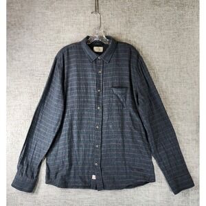 Marine Layer Lightweight Flannel Shirt Mens L Gray Striped Long Sleeve Button